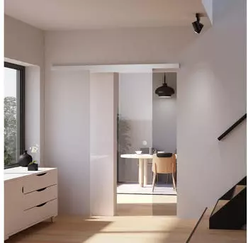 Inova Glasschiebet&uuml;r Klarglas 880 x 2035 mm Komplettset mit Griffmuschel inkl. 2Seitiger Softclose