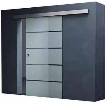 Mai & Mai Amalfi Glasschiebetür Softclose 8mm ESG Milchglas 5 Streifen 77,5x215cm (TS11H-775)