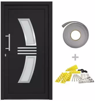 vidaXL Haust&uuml;r Anthrazit/Wei&szlig; 88x200cm PVC (88x200)