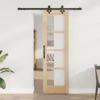 vidaXL Schiebet&uuml;r Natur 61 x 198,5 cm Massivholz Kiefer und Glas