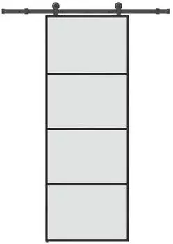 vidaXL Schiebet&uuml;r mit Beschlag 76x205 cm ESG-Glas & Aluminium 3332862