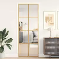 vidaXL Innent&uuml;r Schlank Golden 76x201,5 cm Hartglas und Aluminium