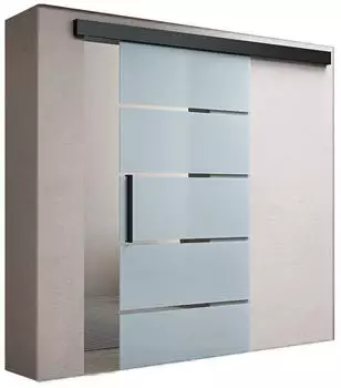 doporro Amalfi-plus 13 Glasschiebetür Komplettset Softclose 8mm ESG Milchglas-Streifen (Amalfi-plus 13)