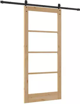 vidaXL Schiebet&uuml;r Natur und Schwarz 93x202cm (3332399)