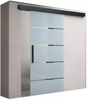 doporro Amalfi-plus 13 Glasschiebetür Komplettset Softclose 8mm ESG 5-Milchglas-Streifen (Amalfi-plus 13)