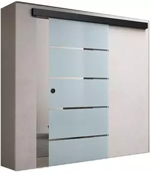 doporro Amalfi-plus 11 Glasschiebetür Komplettset Softclose 8mm ESG Milchglas-Streifen (Amalfi-plus 11)