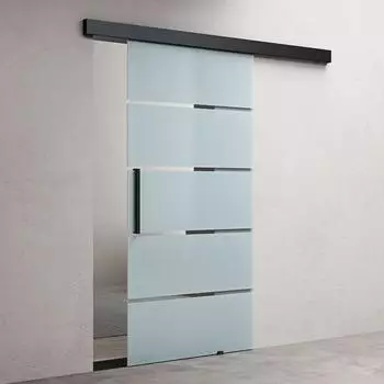 doporro Amalfi-plus 13H Glasschiebetür Komplettset Softclose 8mm ESG Milchglas-Streifen (Amalfi-plus 13H)