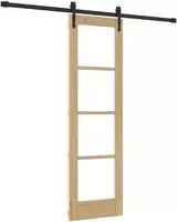 vidaXL Schiebet&uuml;r Nat&uuml;rlich und Schwarz 61 x 198,5 cm