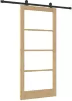 vidaXL Schiebet&uuml;r ORKDAL Nat&uuml;rlich und Schwarz 93 x 202 cm