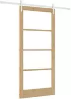 vidaXL Schiebet&uuml;r Natur 93 x 202 cm Massivholz Kiefer und Glas