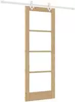 vidaXL Schiebet&uuml;r Natur 73,5 x 198,5 cm Massivholz Kiefer und Glas