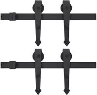 vidaXL Schiebet&uuml;r-Beschlags&auml;tze 2 Stk. 200 cm Stahl Schwarz