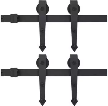 vidaXL Schiebet&uuml;r-Beschlags&auml;tze 2 Stk. 200cm Stahl Schwarz (3059839)