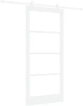 vidaXL ORKDAL Schiebet&uuml;r Massivholz & Glas Wei&szlig; 93x202cm