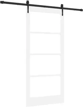 vidaXL Schiebet&uuml;r mit Beschl&auml;gen Set Wei&szlig;/Schwarz 93x202cm Massivholz Kiefer