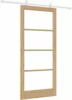 vidaXL Schiebet&uuml;r ORKDAL Natur 93 x 202 cm Massivholz Kiefer und Glas