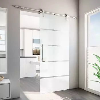 Inova Glasschiebet&uuml;r Blockstreifen satiniert offene Laufschiene 900x2080mm (BHTW460G75-BHZP460E02)