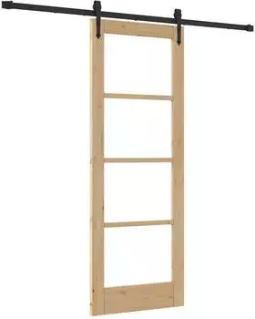 vidaXL Schiebet&uuml;r nat&uuml;rlich und schwarz 73,5x198,5cm (3332379)