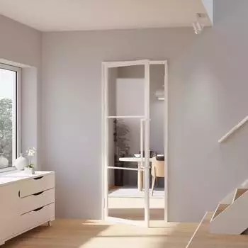 Schulte Loftstyle Drehtür Klarglas Stahlrahmen weiß, Komplettset (83.4x197.2cm)
