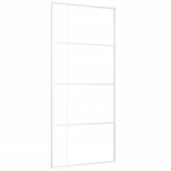 vidaXL Schiebetür ESG-Mattglas und Aluminium 90x205 cm Weiß 151685