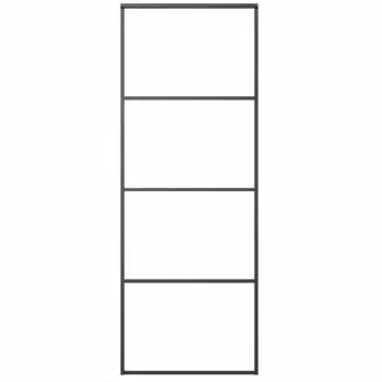 vidaXL Schiebet&uuml;r Aluminium und ESG Glas 76x205 cm Schwarz 149479