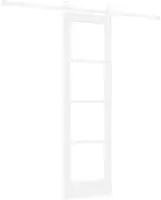 vidaXL Schiebet&uuml;r Wei&szlig; 61 x 198,5 cm Massivholz Kiefer und Glas