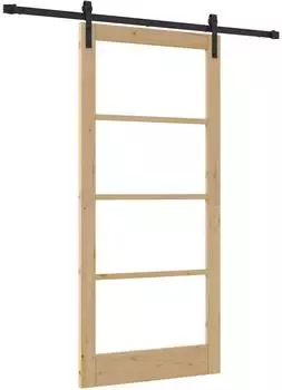 vidaXL ORKDAL Schiebet&uuml;r Natur/Schwarz 93x202cm (3331839)