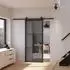 Inova Loftstyle Glasschiebetür Grauglas 900x2150mm, offene Laufschiene schwarz, beidseitiger Softclose