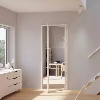 Inova Loft Glastür Klarglas 3 Felder, Stahlrahmen weiß, DIN rechts, 834x1972mm
