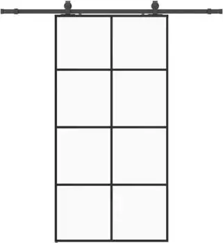 vidaXL Schiebetür mit Beschlag, ESG-Glas, 102,5x205cm, schwarz (3375866)