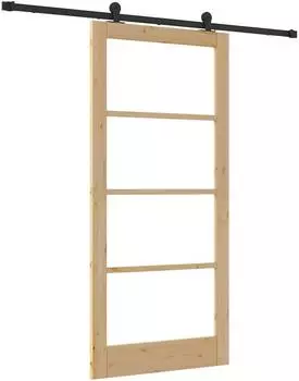 vidaXL ORKDAL Schiebet&uuml;r natur und schwarz 93x202cm (3332035)