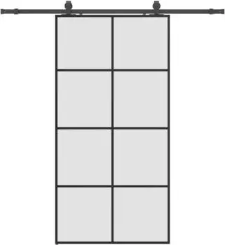 vidaXL Schiebet&uuml;r mit Beschlag, ESG-Glas, 102,5x205 cm, schwarz (3375867)