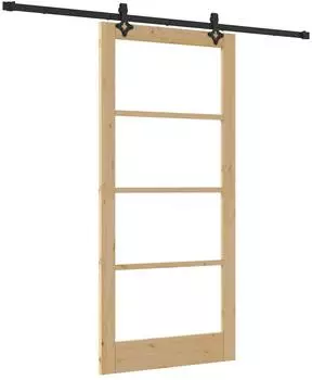 vidaXL Schiebet&uuml;r Massivholz Kiefer und Glas 93x202cm (3332315)