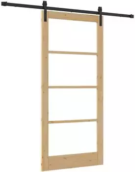 vidaXL ORKDAL Schiebet&uuml;r natur und schwarz 93x202cm