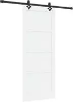 vidaXL Schiebet&uuml;r Wei&szlig; und Schwarz 83 x 202 cm Massives Kiefernholz
