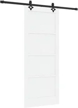 vidaXL Schiebet&uuml;r wei&szlig;/schwarz, massives Kiefernholz, 83x202cm (3445506)