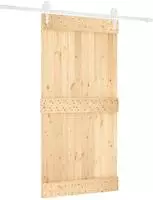 vidaXL Schiebet&uuml;r Nat&uuml;rlich und Wei&szlig; 100 x 210 cm Massivkiefer