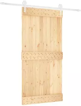 vidaXL Schiebet&uuml;r Massivkiefer natur/wei&szlig; 100x210cm (3445181)