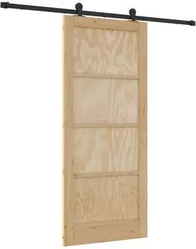 vidaXL Schiebet&uuml;r natur und schwarz 86x198,5cm (3445465)