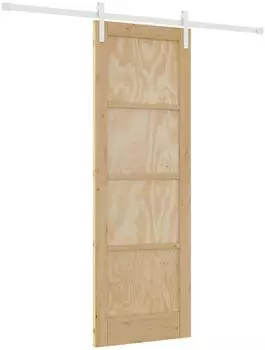 vidaXL Schiebet&uuml;r Kiefernholz natur/wei&szlig; 73,5x211cm (3445423)