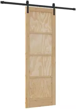vidaXL Schiebet&uuml;r natur und schwarz 73,5x211cm (3445396)