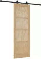 vidaXL Schiebet&uuml;r Nat&uuml;rlich und Schwarz 73,5 x 211 cm