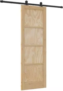 vidaXL Schiebet&uuml;r natur und schwarz 73,5x211cm (3445450)