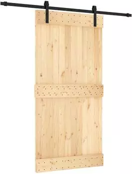 vidaXL Schiebet&uuml;r 100x210cm Massivkiefer, natur/schwarz (3444916)