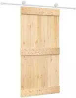 vidaXL Schiebet&uuml;r Nat&uuml;rlich und Wei&szlig; 100 x 210 cm Massivkiefer