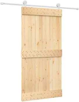 vidaXL Schiebet&uuml;r Massivkiefer natur/wei&szlig; 100x210cm (3445031)