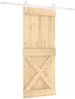vidaXL Schiebet&uuml;r 100 x 210 cm Massives Kiefernholz Nat&uuml;rlich und Wei&szlig;