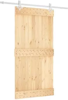 vidaXL Schiebet&uuml;r Massivkiefer 100x210cm natur/wei&szlig; (3445106)