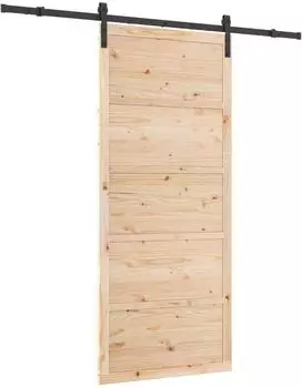 vidaXL Schiebet&uuml;r Natur, Kiefer massiv, 100x208cm (3445635)