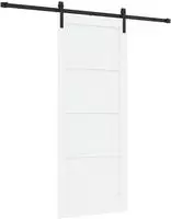 vidaXL Schiebet&uuml;r 83 x 202 cm Massives Kiefernholz Wei&szlig; und Schwarz